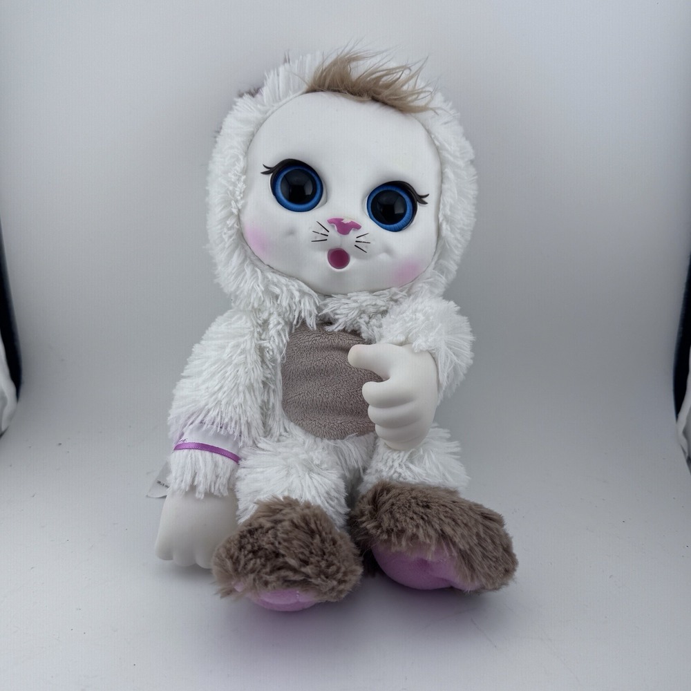 Jakks Pacific Animal Babies Nursery Plush Brown White Cat Thumb Sucking 2014